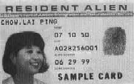 Photo of a Sample "Green Card"